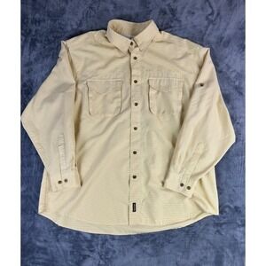 Woolrich John Rich &‎ Bros Outdoor Shirt XL Beige Button Down Vented Fishing